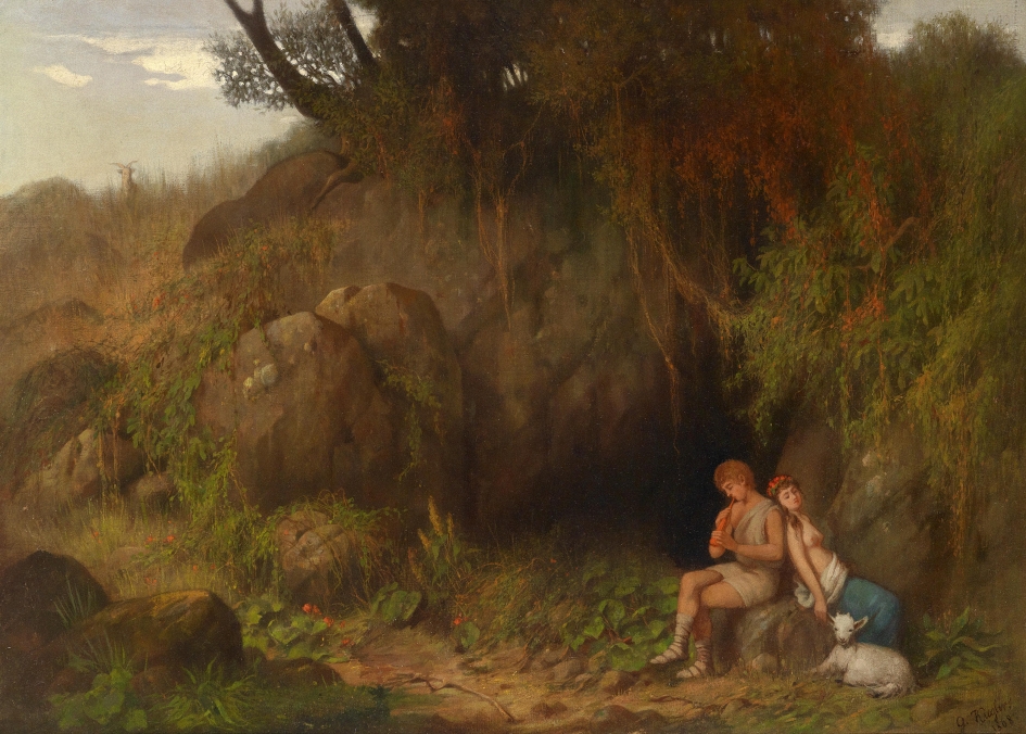 Romantic Scene With Shepherd Couple by Georg Kugler, 1868
